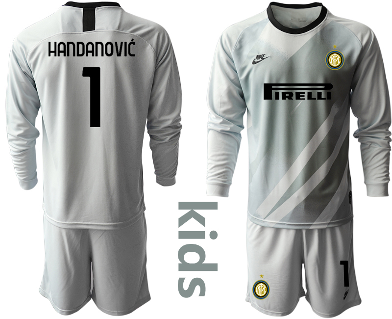 Youth 2020-2021 club Inter Milan grey long sleeved Goalkeeper #1 Soccer Jerseys